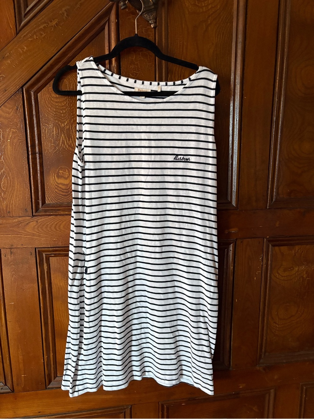 Barbour White and Navy Striped Sleeveless Dress